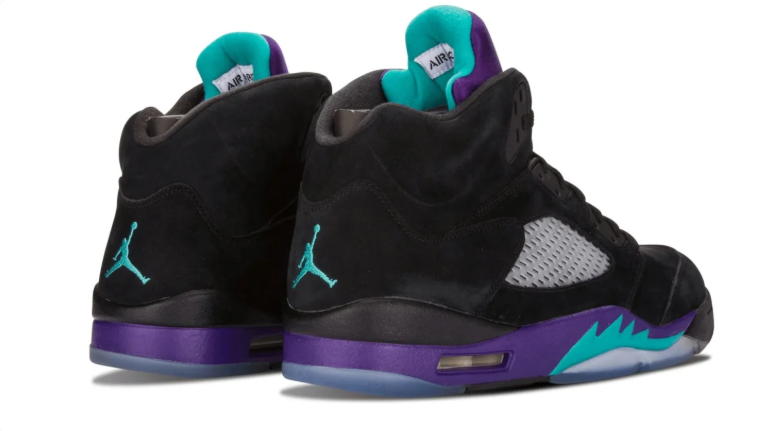 Air Jordan Black High-Top Sneakers with Purple and Teal Accents