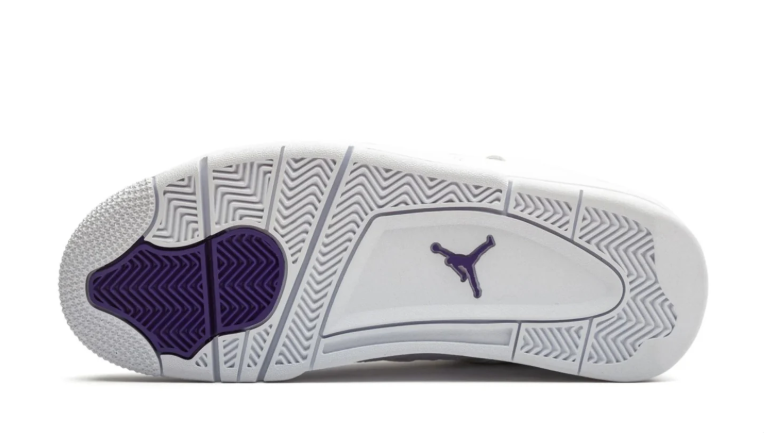 Air Jordan White Sneakers with Purple Eyelets and Jumpman Details