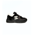 CHANEL Black and White Low-Top Sneakers with Double-C Logo