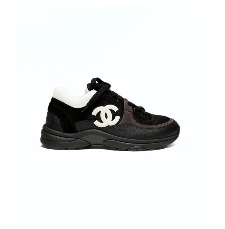 CHANEL Black and White Low-Top Sneakers with Double-C Logo