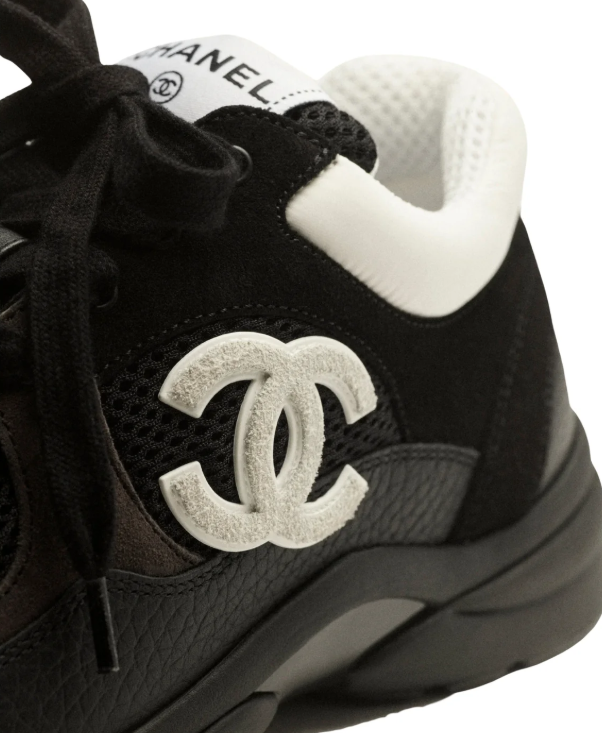 CHANEL Black and White Low-Top Sneakers with Double-C Logo