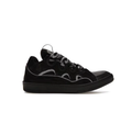 Black Low-Top Sneakers with Gray Wave Trim