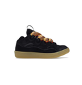 Black Low-Top Sneakers with Gray Wave Trim