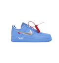 Nike Light Blue Low-Top Sneakers with Silver Swoosh and Off-White Detailing