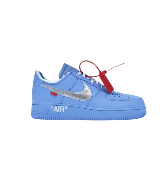 Nike Light Blue Low-Top Sneakers with Silver Swoosh and Off-White Detailing