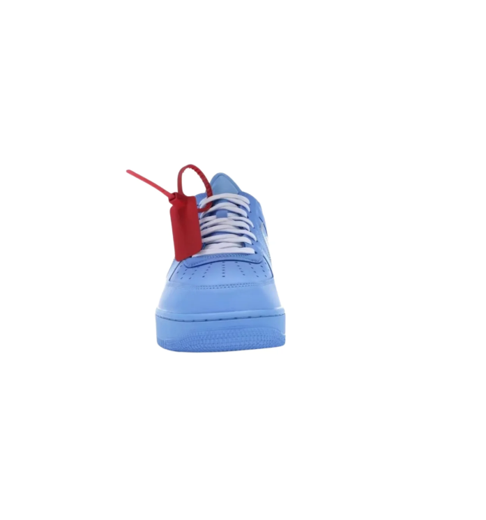 Nike Light Blue Low-Top Sneakers with Silver Swoosh and Off-White Detailing