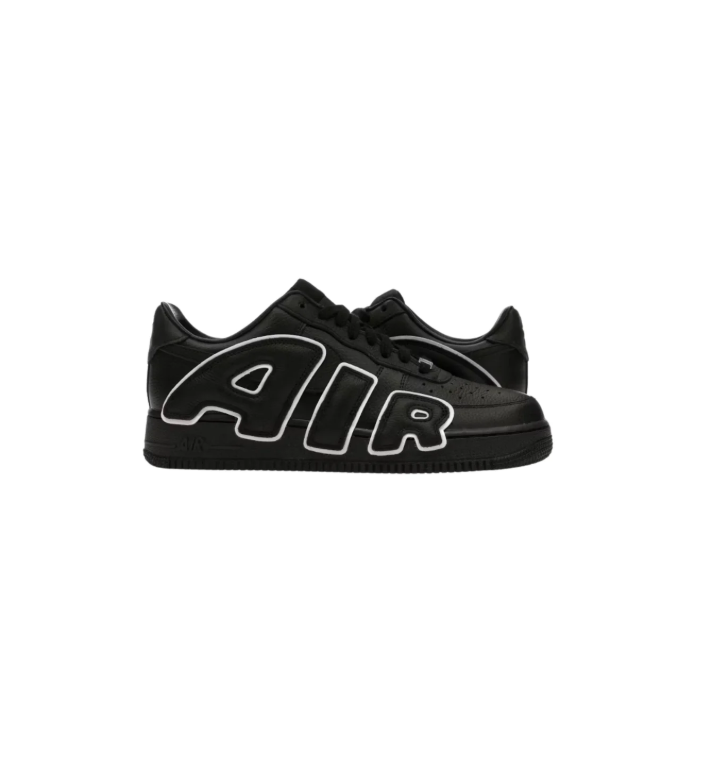 Black Low-Top Sneakers with White-Outlined AIR Lettering