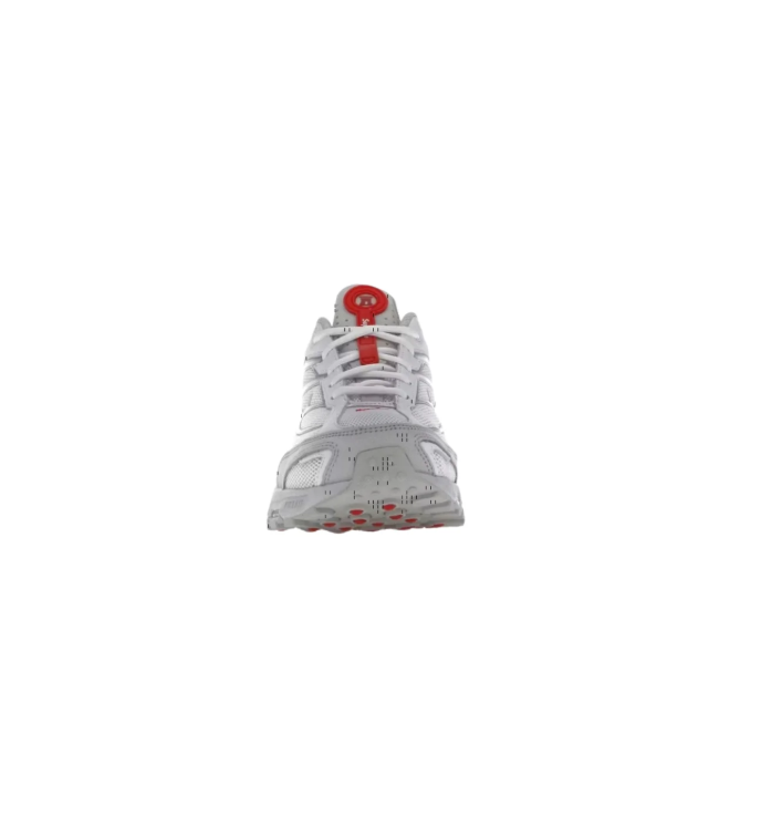 Nike Gray and White Sneakers with Red Supreme Heel Detailing