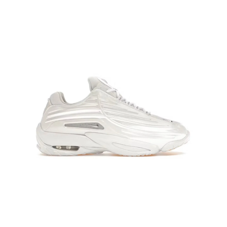 Nike White Wave-Panel Sneakers with Orange Outsole Accents