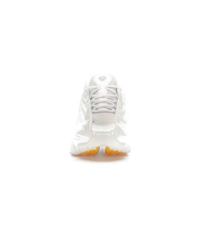 Nike White Wave-Panel Sneakers with Orange Outsole Accents