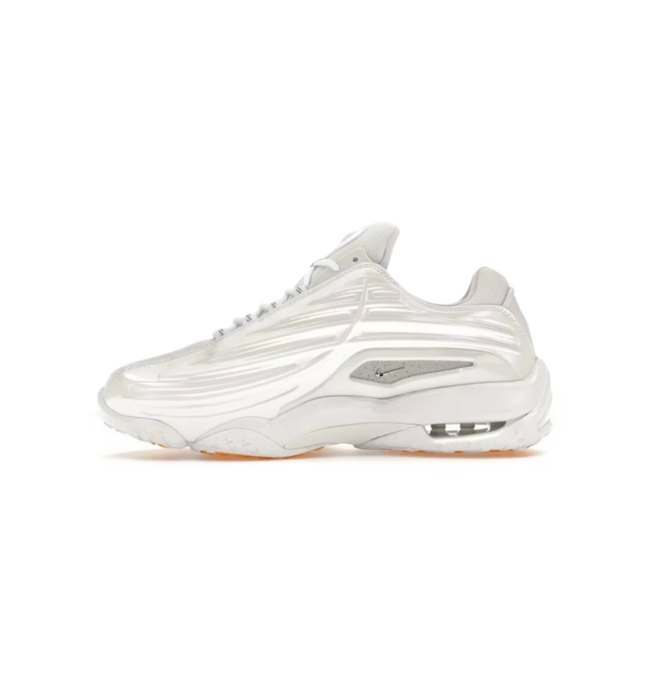 Nike White Wave-Panel Sneakers with Orange Outsole Accents