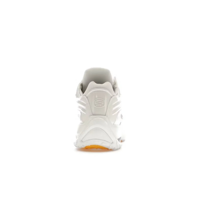 Nike White Wave-Panel Sneakers with Orange Outsole Accents