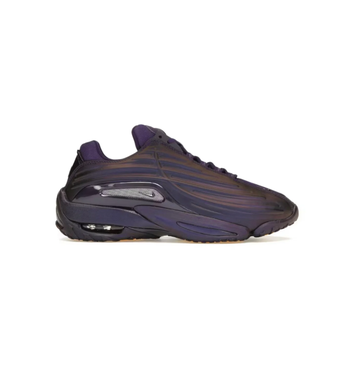 Nike Dark Purple Wave-Panel Sneakers with Yellow Outsole Accents