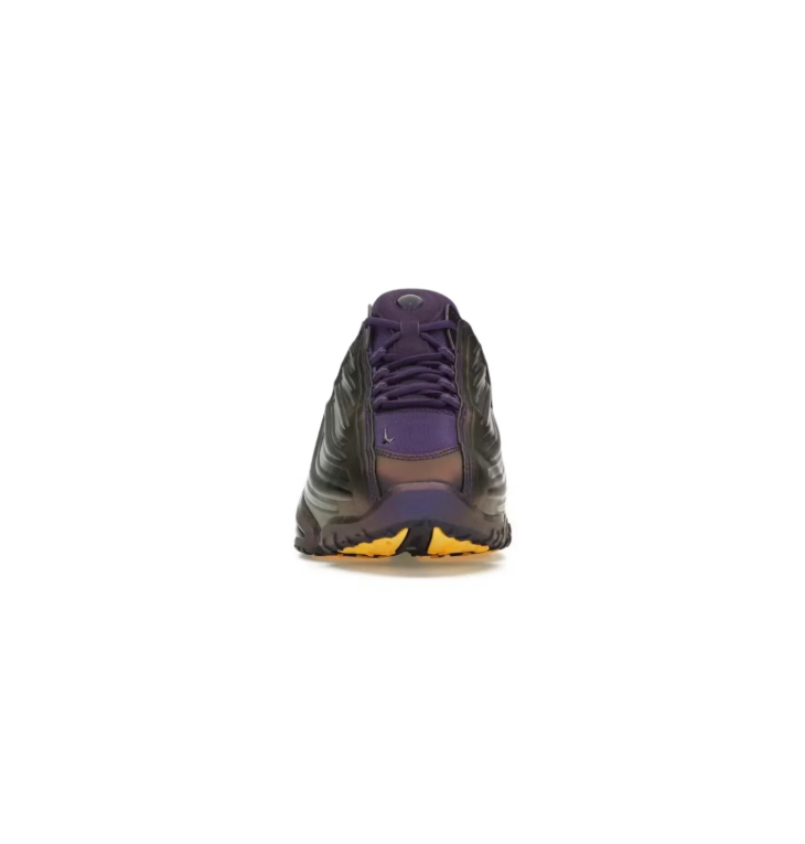Nike Dark Purple Wave-Panel Sneakers with Yellow Outsole Accents