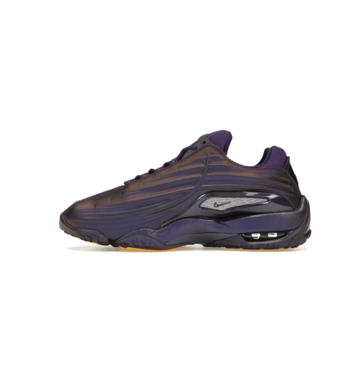 Nike Dark Purple Wave-Panel Sneakers with Yellow Outsole Accents