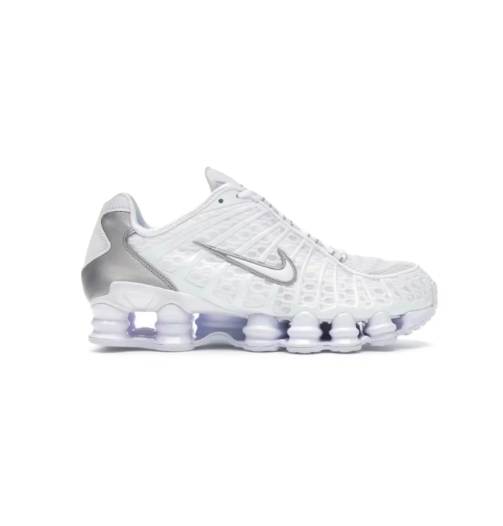 Nike White and Silver Sneakers with Sculpted Sole Columns