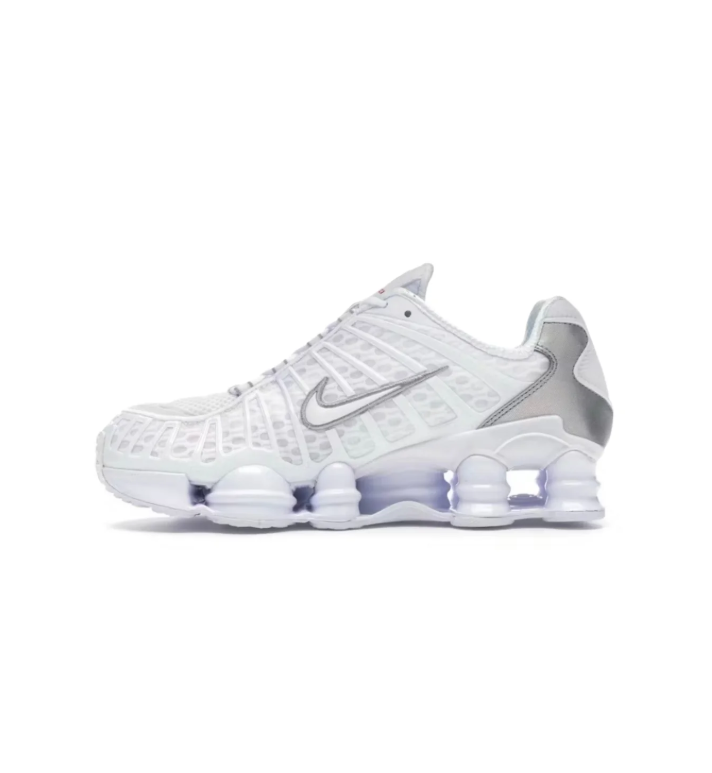 Nike White and Silver Sneakers with Sculpted Sole Columns