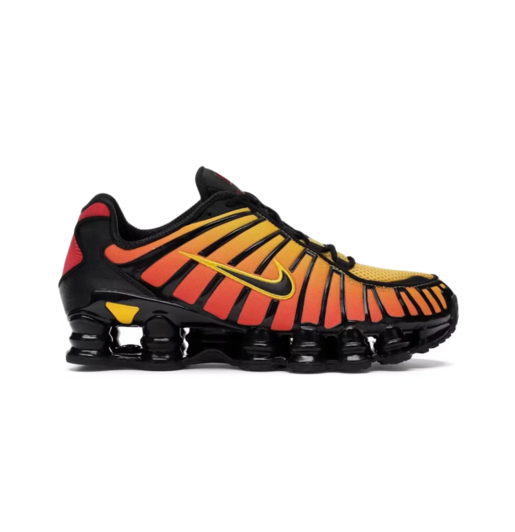 Nike Yellow and Orange Gradient Sneakers with Black Sole Columns