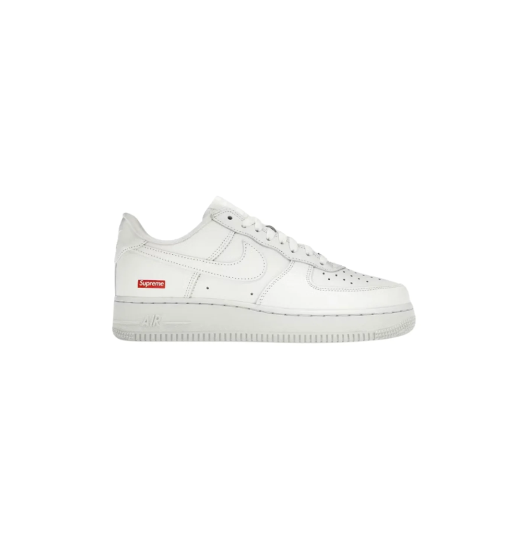 Nike White Low-Top Sneakers with Red Supreme Logo Detail