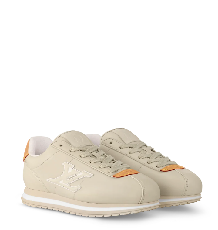 Louis Vuitton Beige Low-Top Sneakers with Tan Heel Accents
