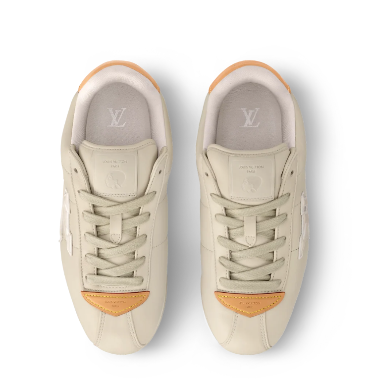 Louis Vuitton Beige Low-Top Sneakers with Tan Heel Accents