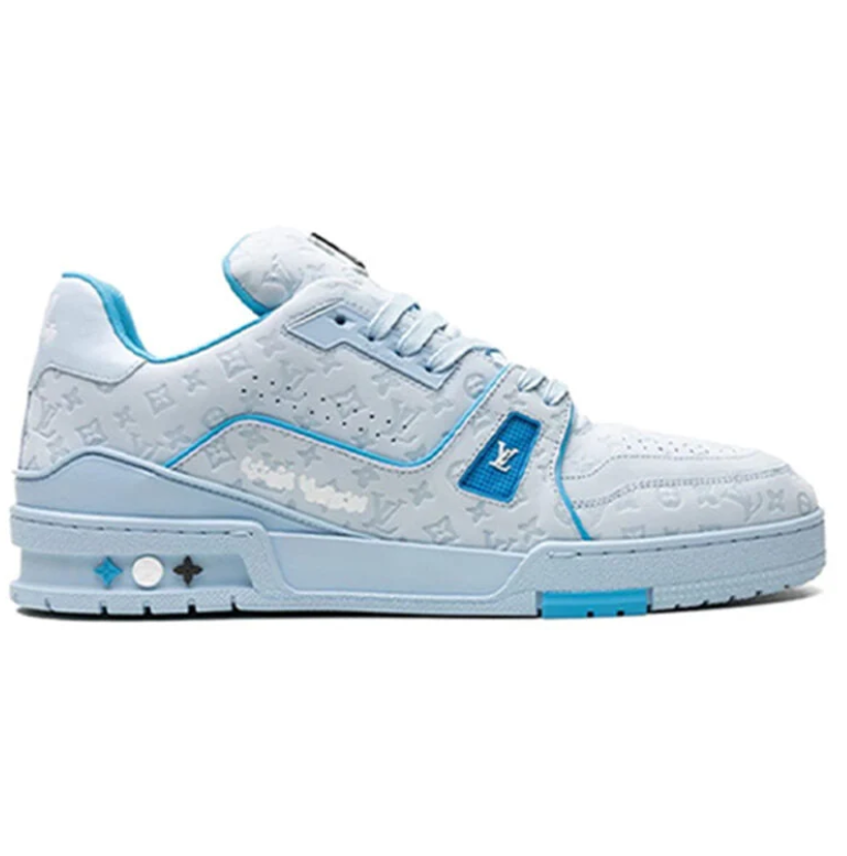 Louis Vuitton Pale Blue Monogram Sneakers with Turquoise Accents