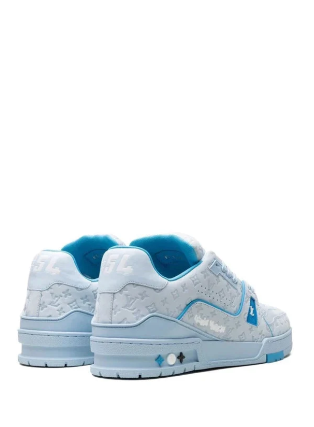 Louis Vuitton Pale Blue Monogram Sneakers with Turquoise Accents