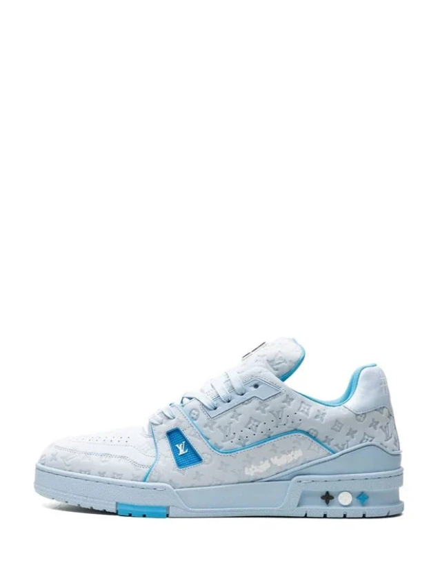 Louis Vuitton Pale Blue Monogram Sneakers with Turquoise Accents