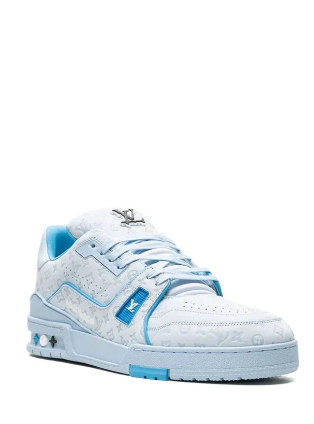 Louis Vuitton Pale Blue Monogram Sneakers with Turquoise Accents