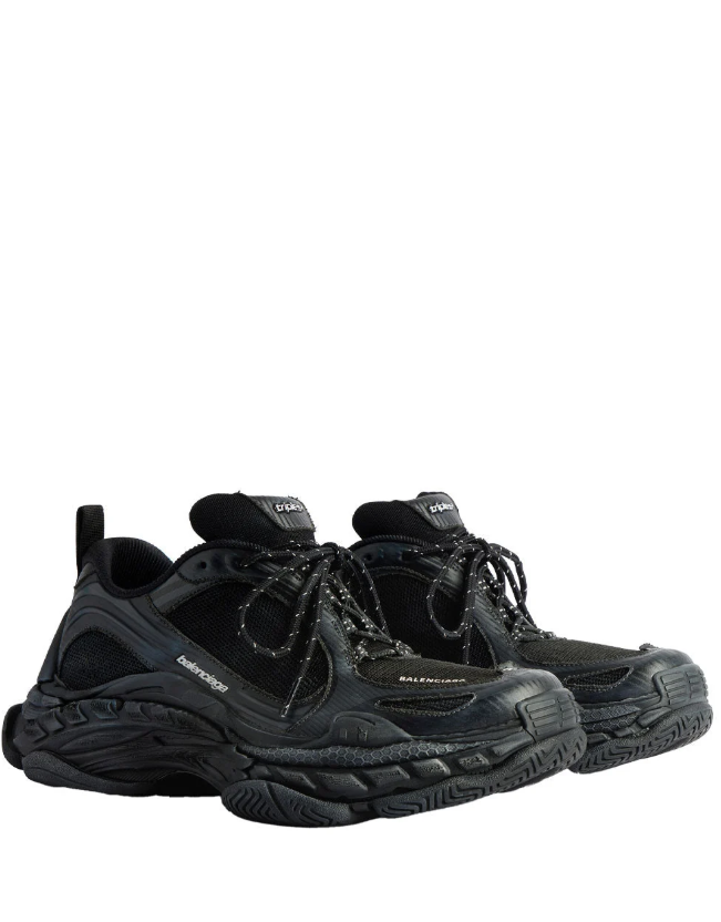Balenciaga Triple S Black Sneakers with Sculpted Chunky Sole