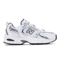 New Balance 530 White and Silver Sneakers with Dark Accents