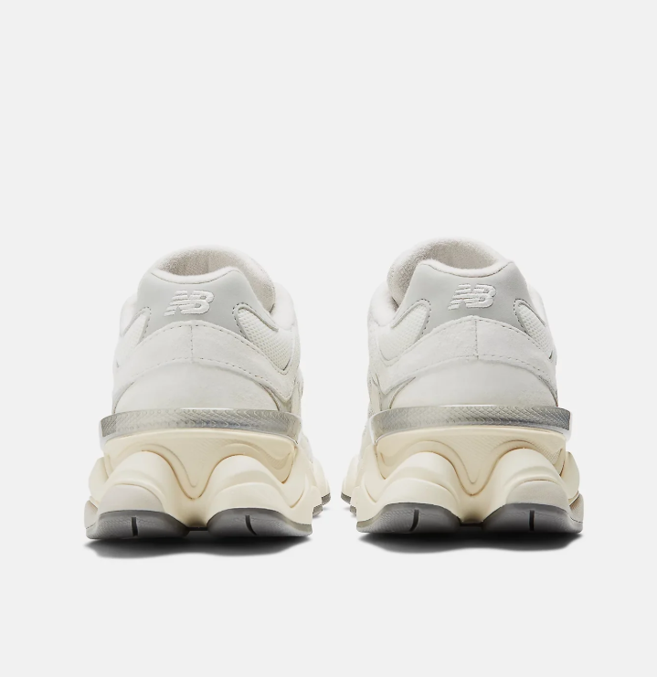 New Balance White and Silver Sneakers with Cream Sculpted Sole