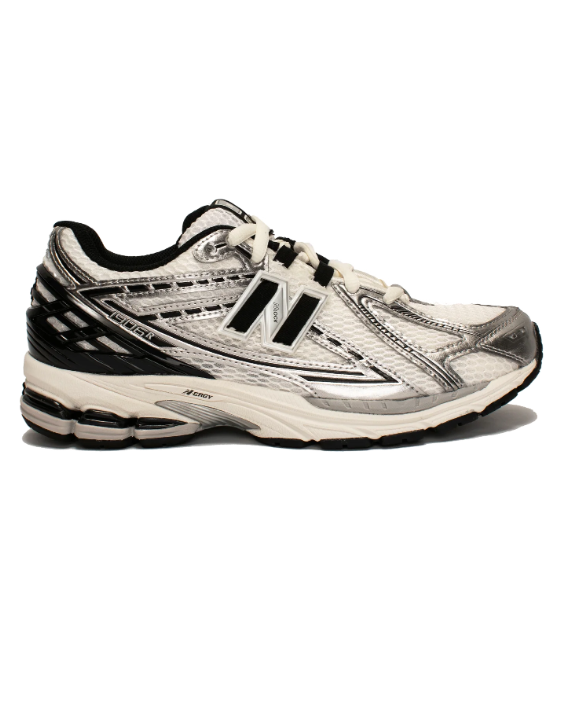 New Balance 1906R White and Silver Sneakers with Black Accents