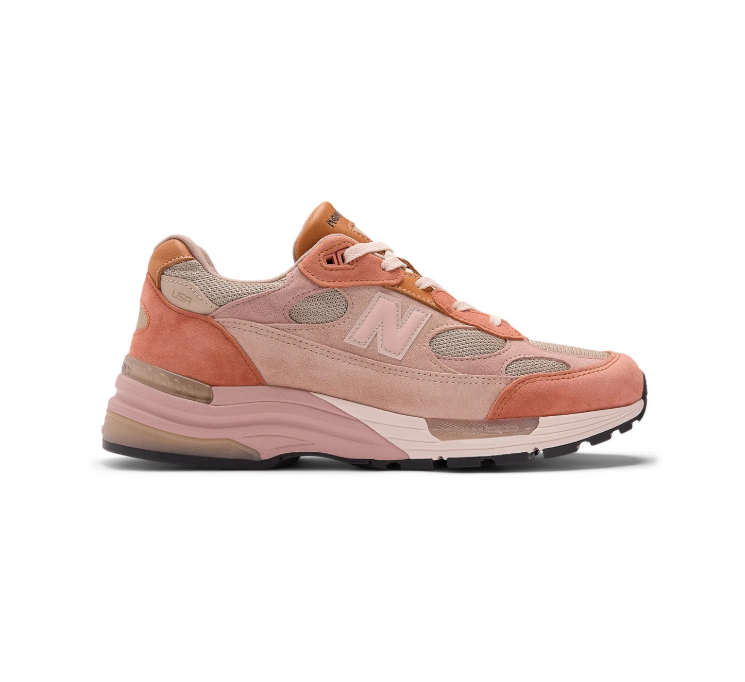 New Balance 993 Blush Pink and Coral Sneakers with Beige Mesh