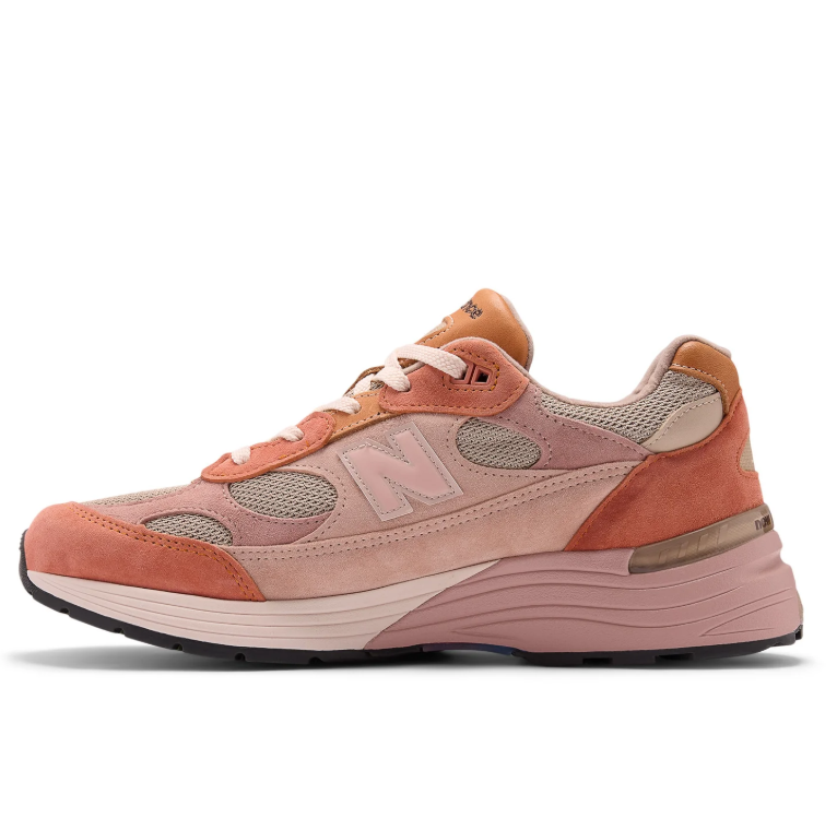 New Balance 993 Blush Pink and Coral Sneakers with Beige Mesh