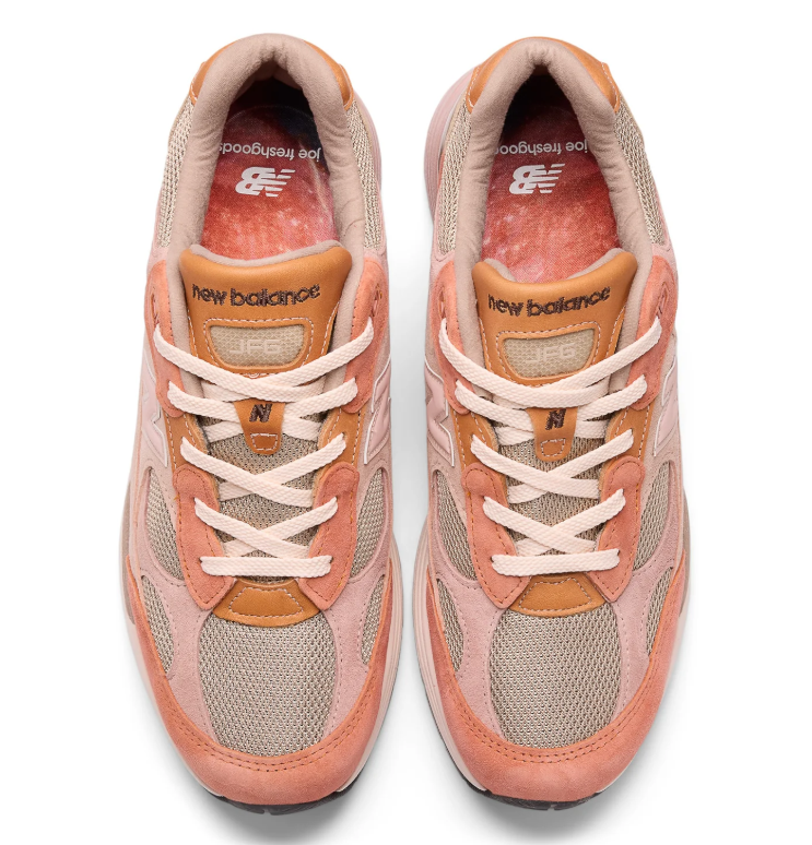 New Balance 993 Blush Pink and Coral Sneakers with Beige Mesh