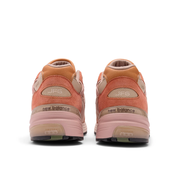 New Balance 993 Blush Pink and Coral Sneakers with Beige Mesh
