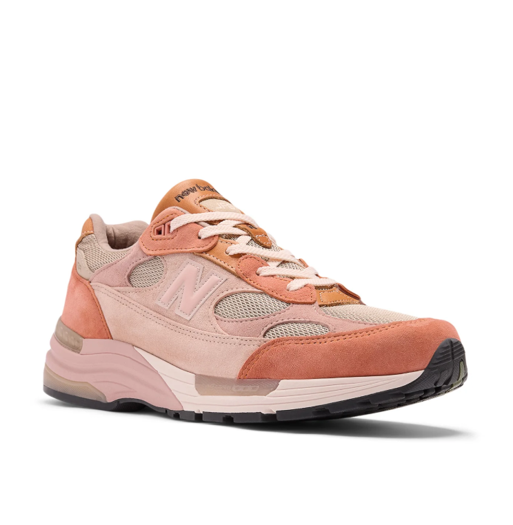 New Balance 993 Blush Pink and Coral Sneakers with Beige Mesh