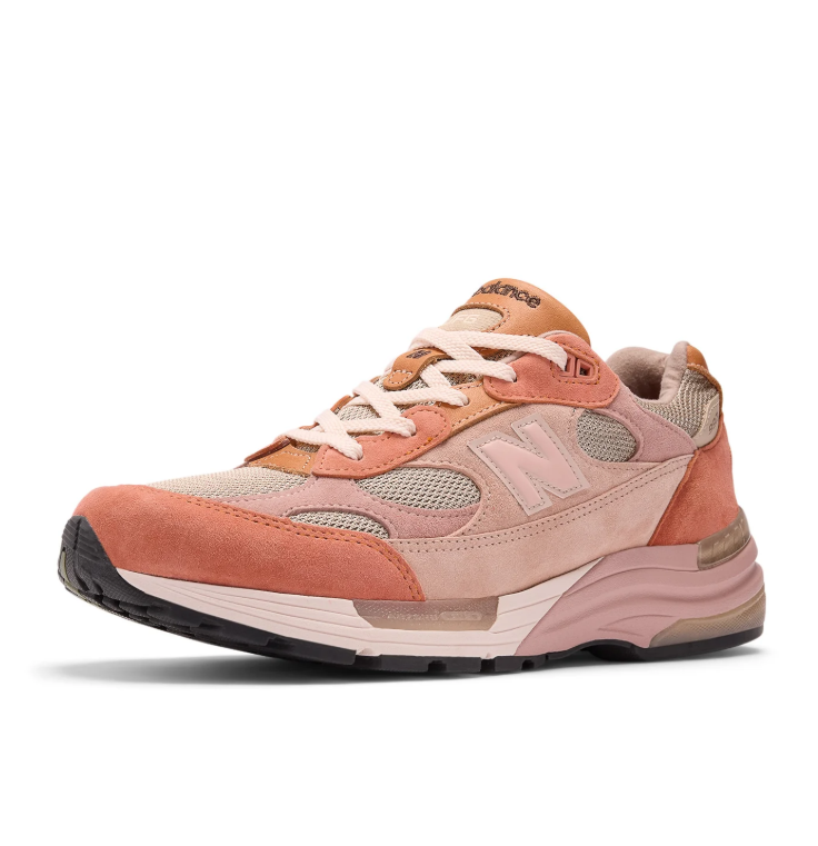 New Balance 993 Blush Pink and Coral Sneakers with Beige Mesh