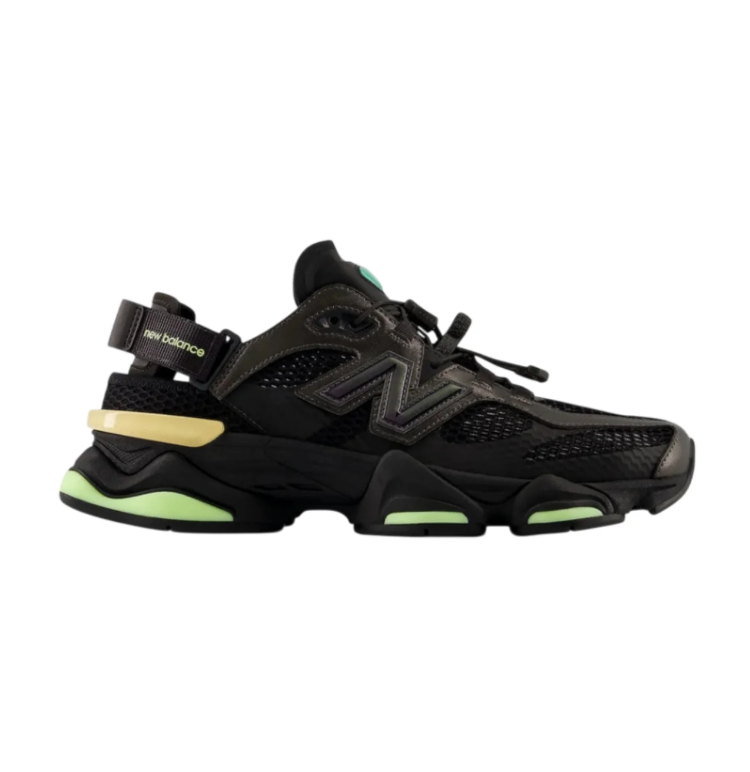 New Balance Black Mesh Sneakers with Lime Green and Yellow Accents