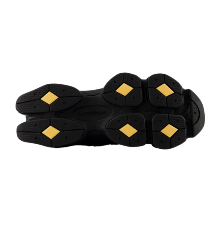 New Balance Black Mesh Sneakers with Lime Green and Yellow Accents