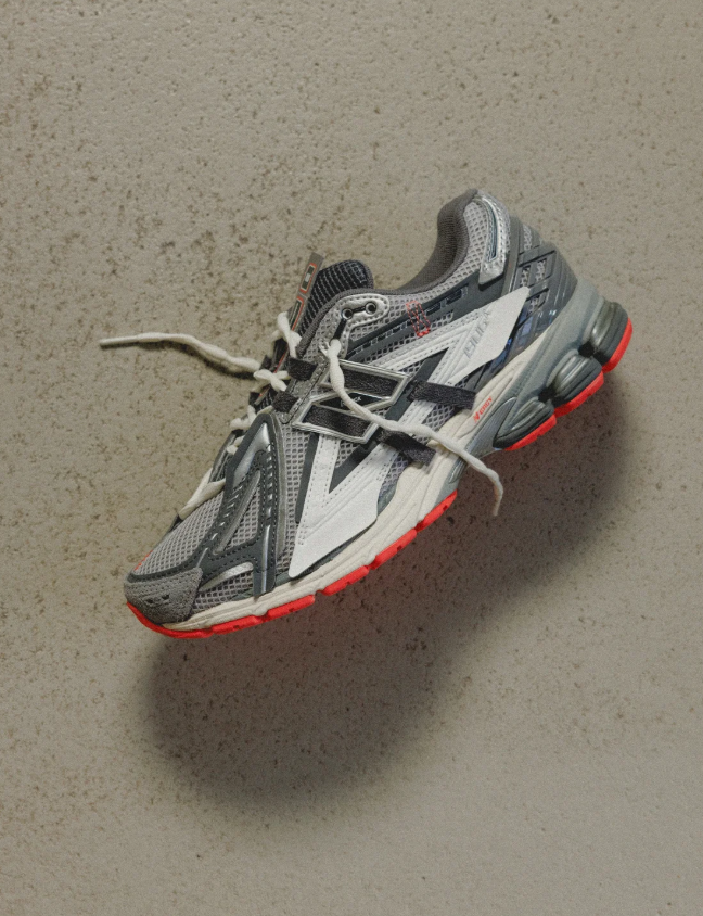 New Balance 1906R Gray and Silver Sneakers with Coral Red Outsole