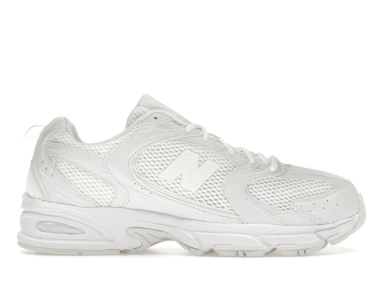 New Balance All-White Mesh Sneakers with Tonal N Logo