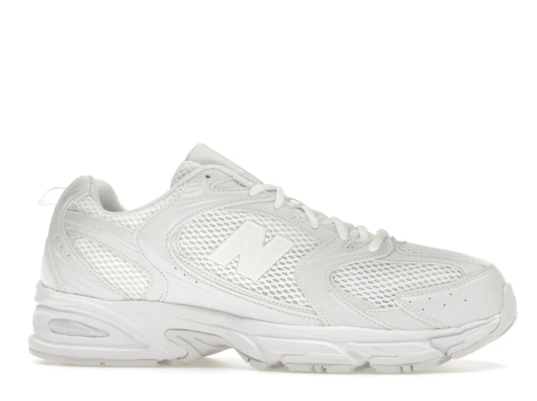 New Balance All-White Mesh Sneakers with Tonal N Logo