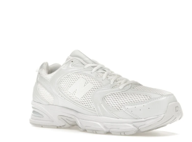 New Balance All-White Mesh Sneakers with Tonal N Logo