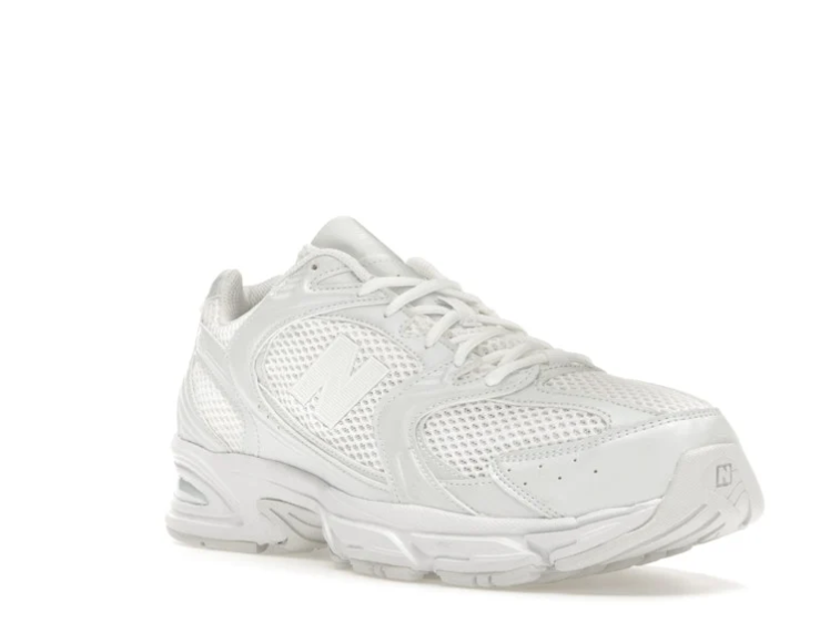 New Balance All-White Mesh Sneakers with Tonal N Logo