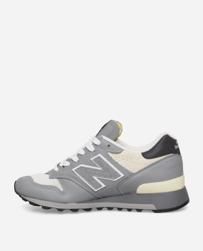 New Balance 1300 Gray and Cream Sneakers with Black Heel Tabs