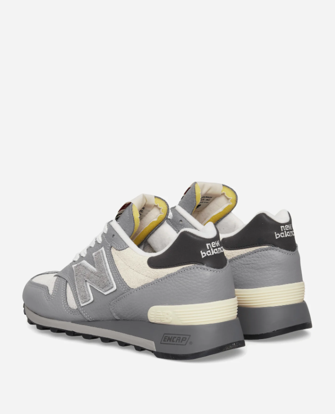 New Balance 1300 Gray and Cream Sneakers with Black Heel Tabs