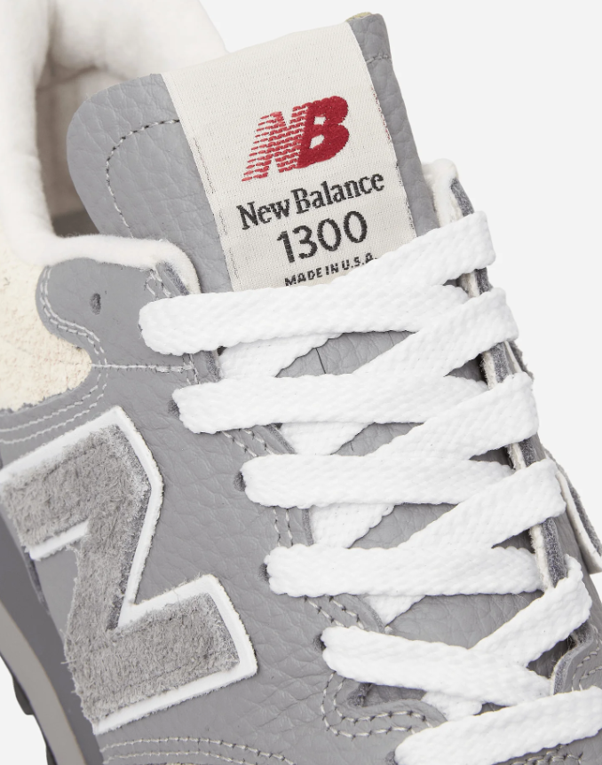 New Balance 1300 Gray and Cream Sneakers with Black Heel Tabs