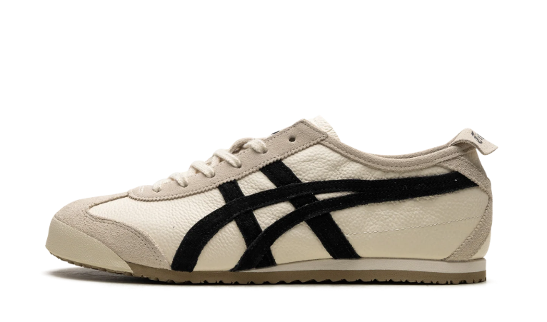 Onitsuka Tiger Cream and Beige Low-Top Sneakers with Black Stripes